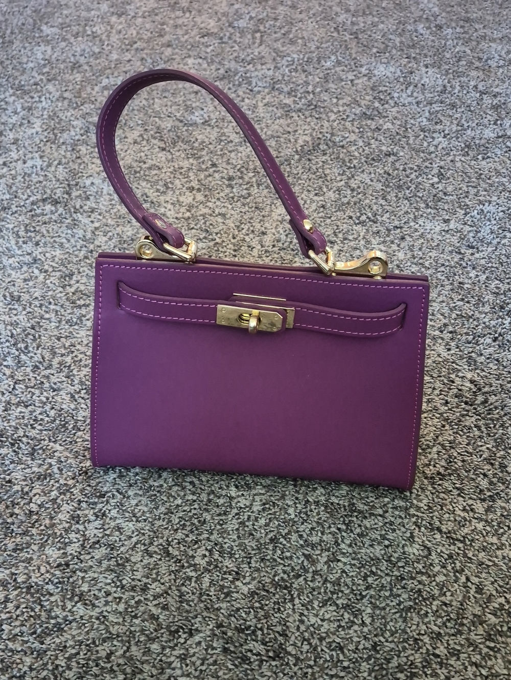 Purple Structured Top-Handle Women's Bag